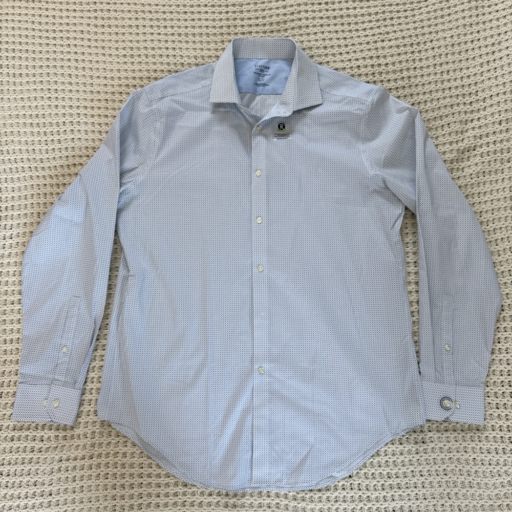 Stafford Men's Subtle Pattern Blue Dress Shirt